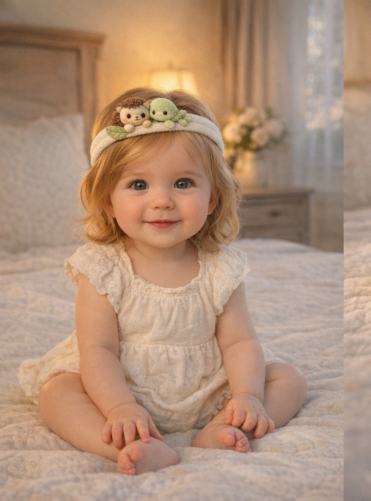 Faixa de Cabelo de Bebê em Pelúcia com Ouriço e Tartaruga – Acessório Fofo e Macio para Recém-nascidos