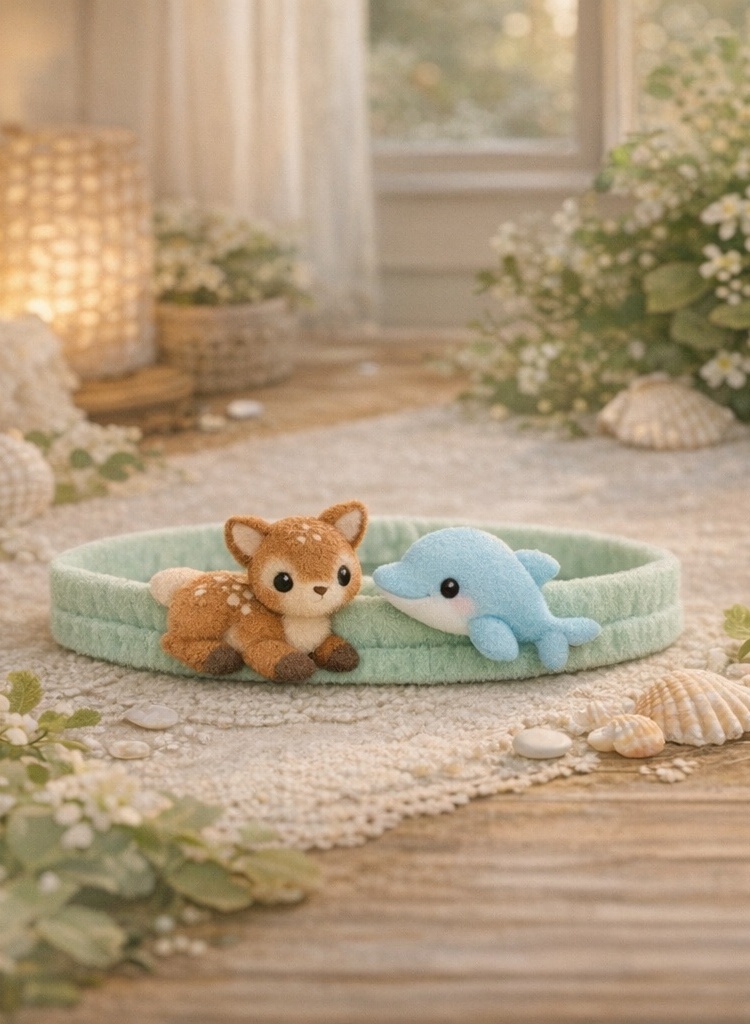 Bentiță pentru Bebeluși cu Căprioară și Delfin din Pluș – Accesoriu Moale și Drăgălaș pentru Nou-născuți