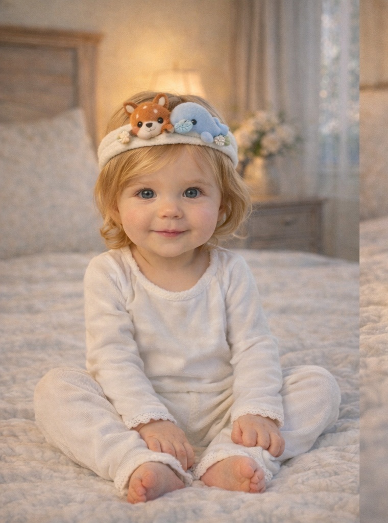 Vastsündinu Peapael Rebase ja Vaalaga – Pehme ja Armas Beebi Juukseaksessuaar