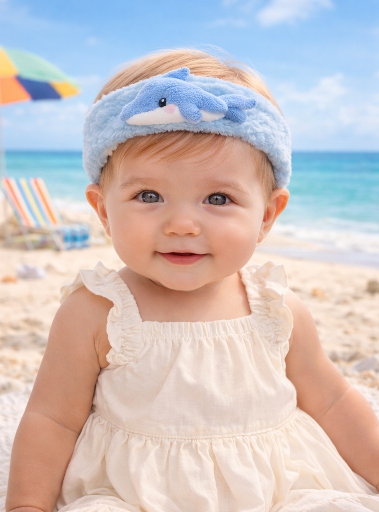 Baby Plush Dolphin Headband – Soft Ocean-Themed Infant Hair Accessory