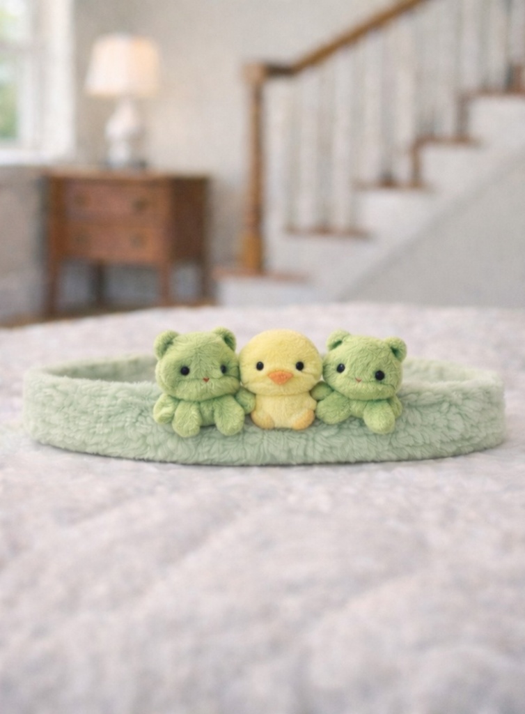 Frog & Duck Plush Baby Headband - Soft Green Baby Animal Hairband