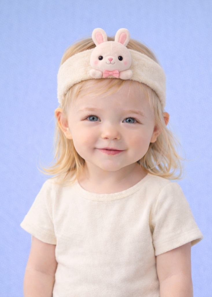 可愛いピンクのうさぎのぬいぐるみベビー頭帯 - 赤ちゃんにやさしく快適