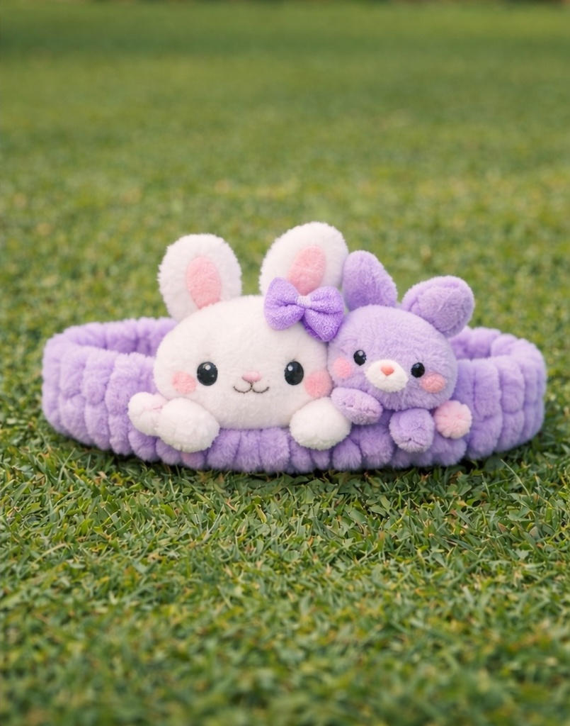 Charming Bunny Plush Baby Headband – Soft Pastel Rabbit Hair Accessory for Infants