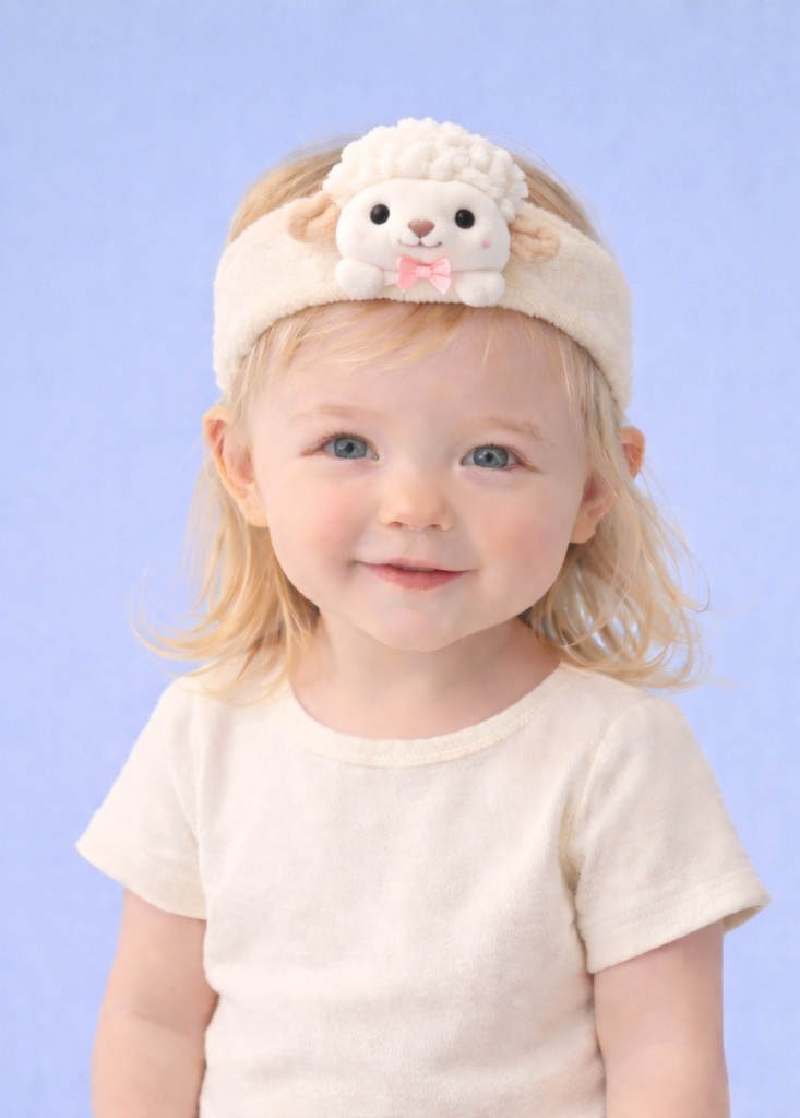 Lindo diadema de bebé de felpa de cordero blanco – Suave y cómodo para tu pequeño