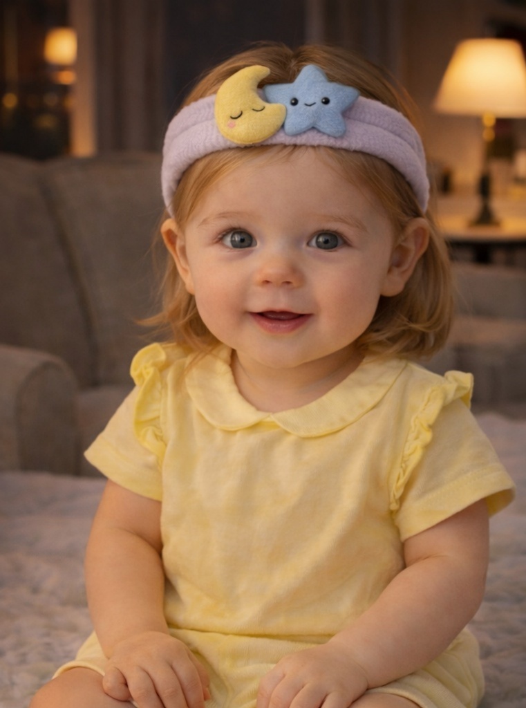 Baby Headband with Starfish & Moon Plush Characters – Soft and Cute Infant Accessory