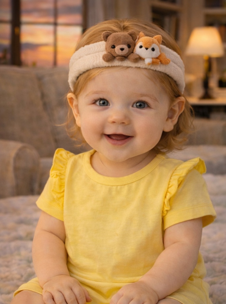 Plush Bear & Owl Baby Headband – Soft, Comfortable, and Adorable Infant Accessory