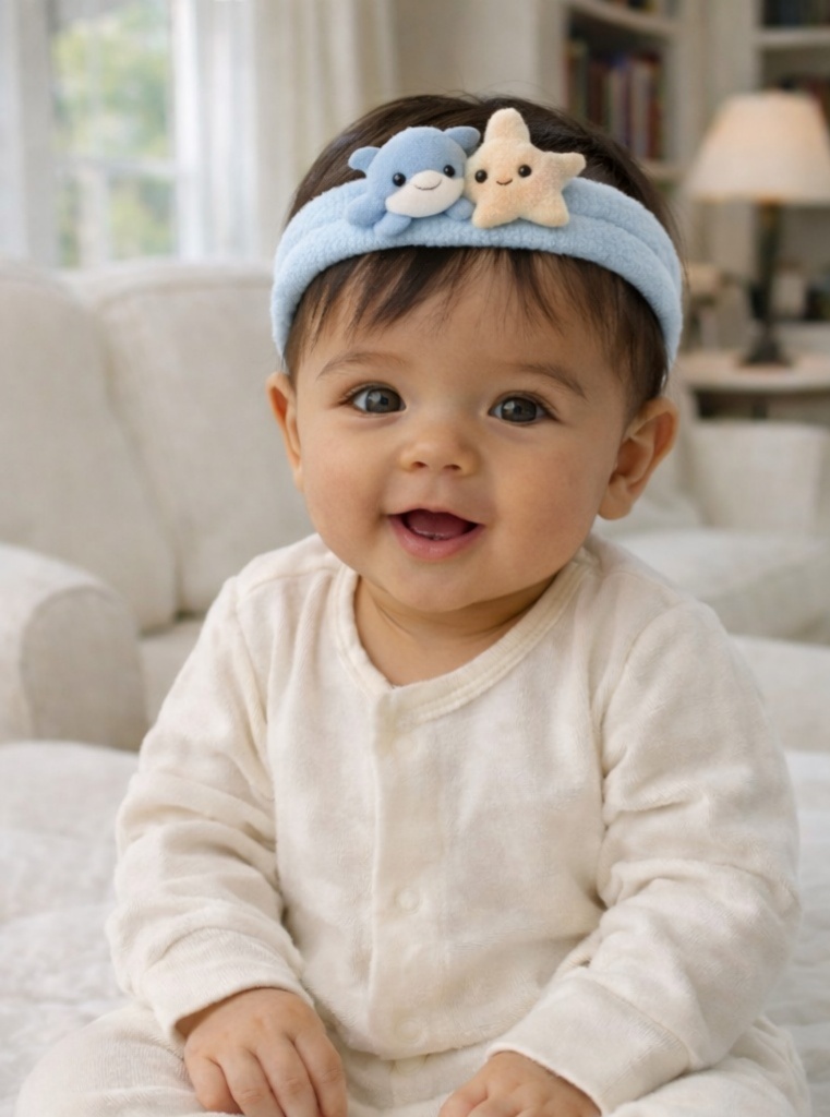 Plush Dolphin & Starfish Baby Headband – Soft, Comfortable Baby Hair Accessory