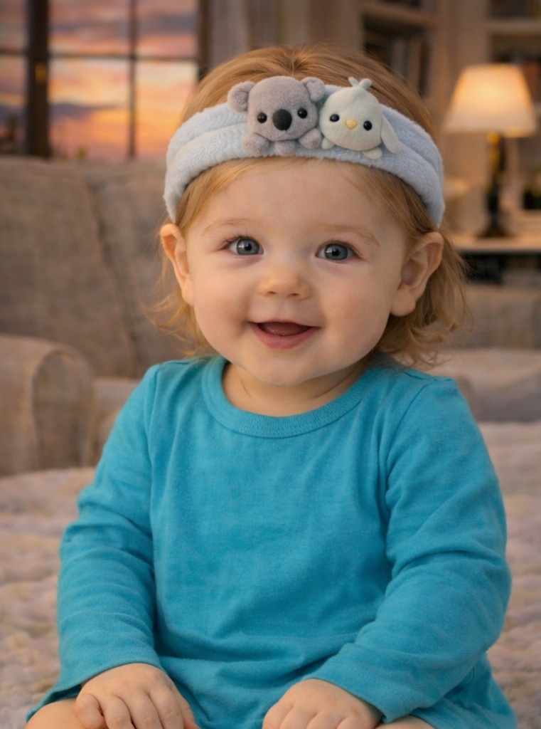 Plush Koala & Bird Baby Headband – Soft & Comfortable Hair Accessory for Infants