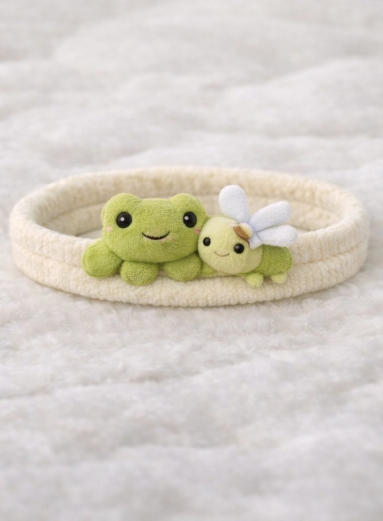 Cinta para bebé con rana y libélula de peluche – Accesorio suave y cómodo para bebés