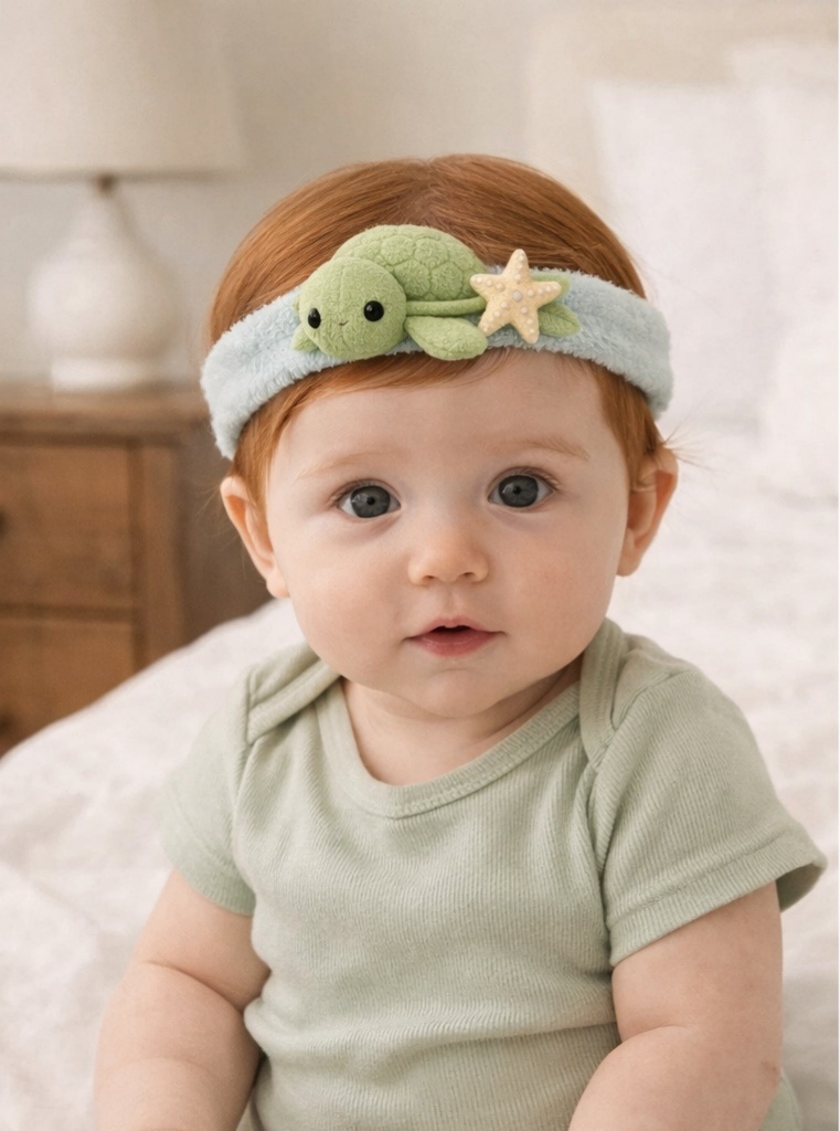 Laste peapael kilpkonna ja meritähega – Pehme ja mugav beebide aksessuaar