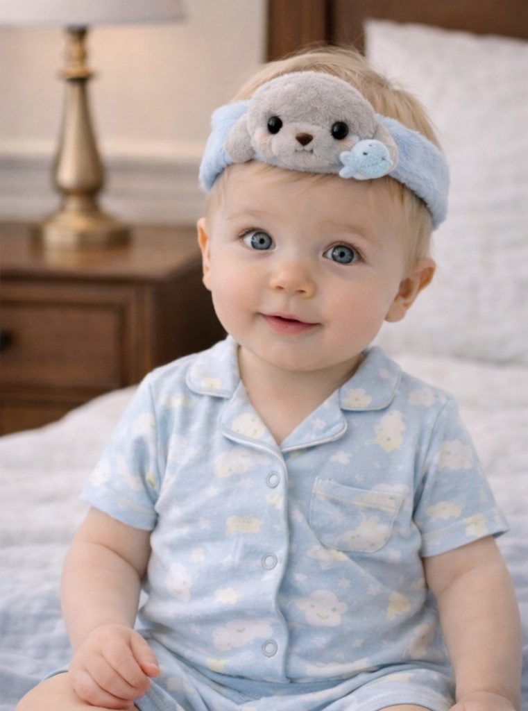 Dětská čelenka se tuleněm a rybkou – Měkký a pohodlný doplněk pro děti