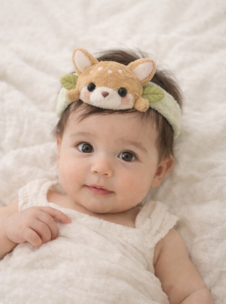 Woodland Deer Baby Headband – Soft Plush Animal Hairband for Newborns & Toddlers