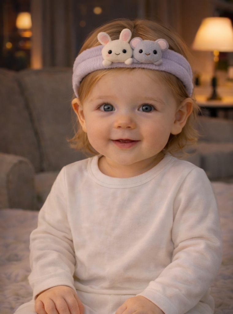 Bunny & Mouse Baby Headband – Soft Plush Duo Hairband for Infant Comfort & Photos