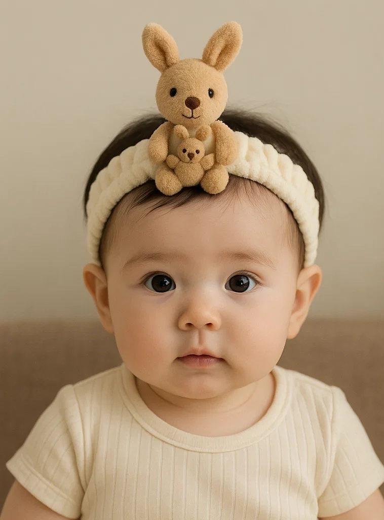 Cartoon Style Baby Headband with Bunny and Plush Toy