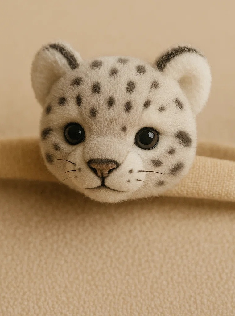 Baby Headband with Snow Leopard Ears and Plush Toy