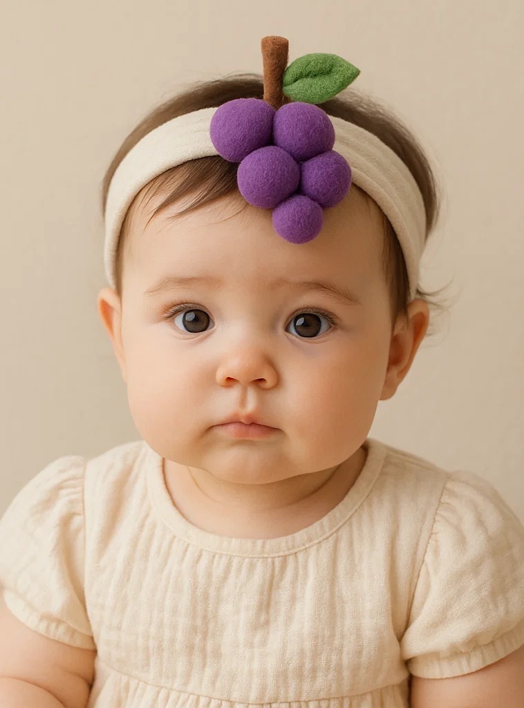Little Grape Delight Baby Headband – Purple Plush Fruit Accessory