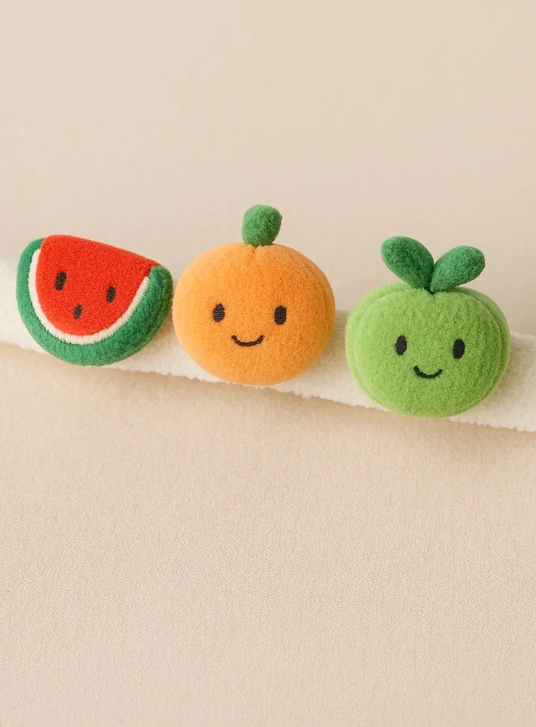 Tutti Frutti Trio Baby Headband – Watermelon, Orange & Apple Plush Style