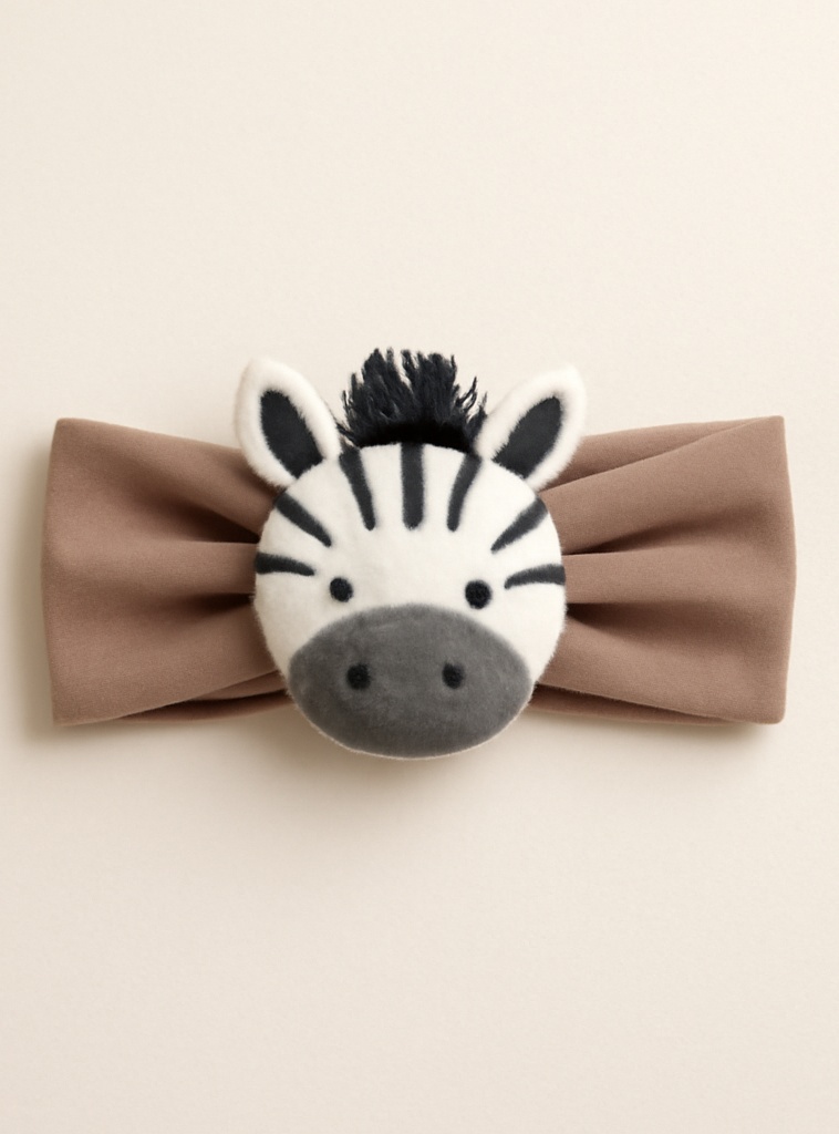 Bandeau bébé style cartoon, avec tête de zèbre, idéal pour les bébés de 0 à 3 ans
