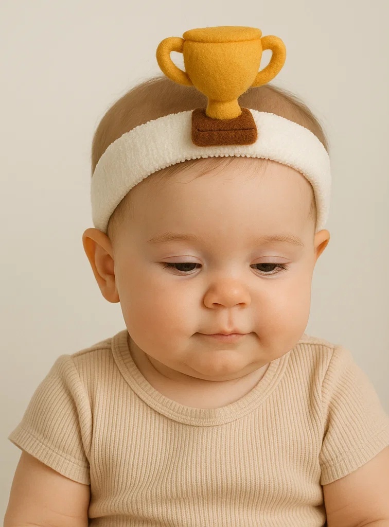 Cartoon Style Baby Headband with Golden Cup