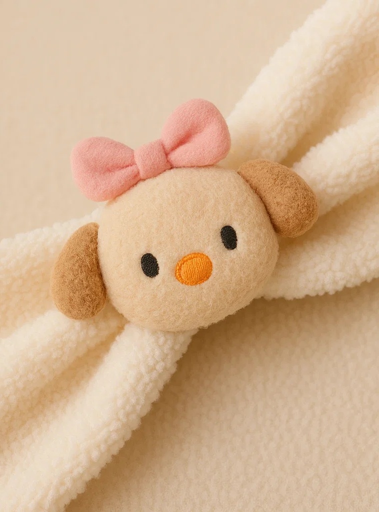 Cute Dog Baby Headband with Pink Bow – Soft and Playful for Little Ones