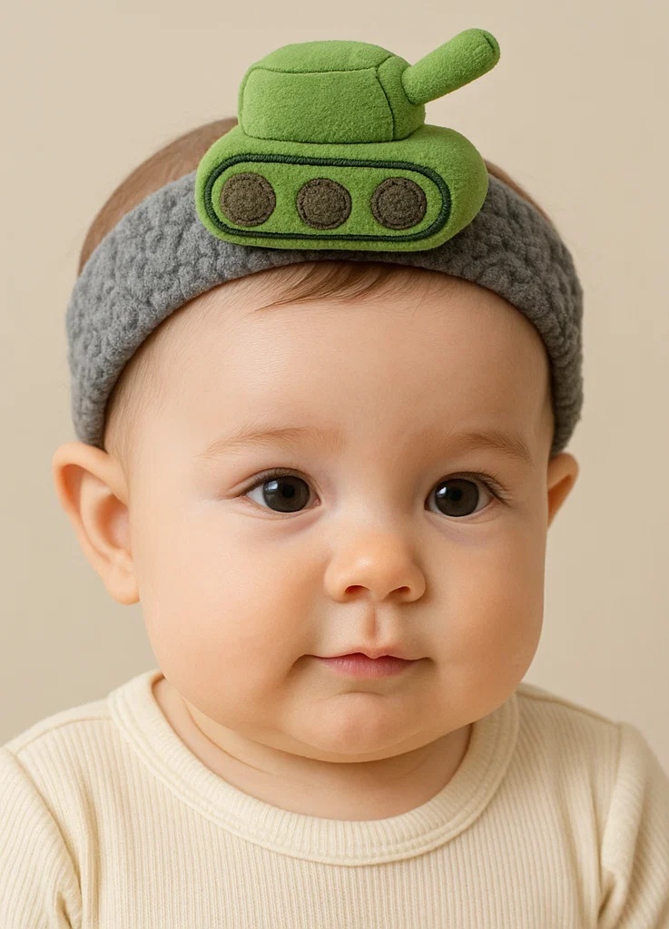Tank-Themed Baby Headband – Soft, Fun, and Perfect for Little Explorers