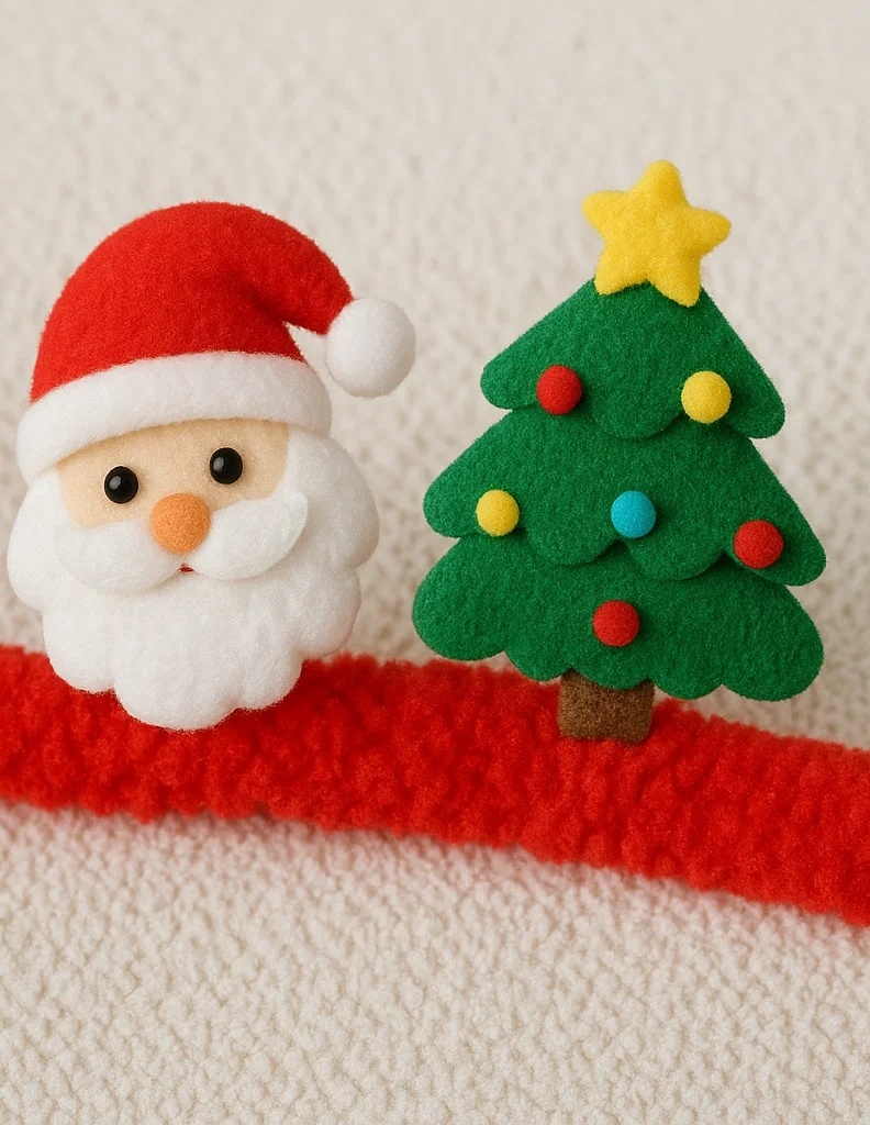サンタとクリスマスツリーのベビー用ヘアバンド – クリスマスにぴったり