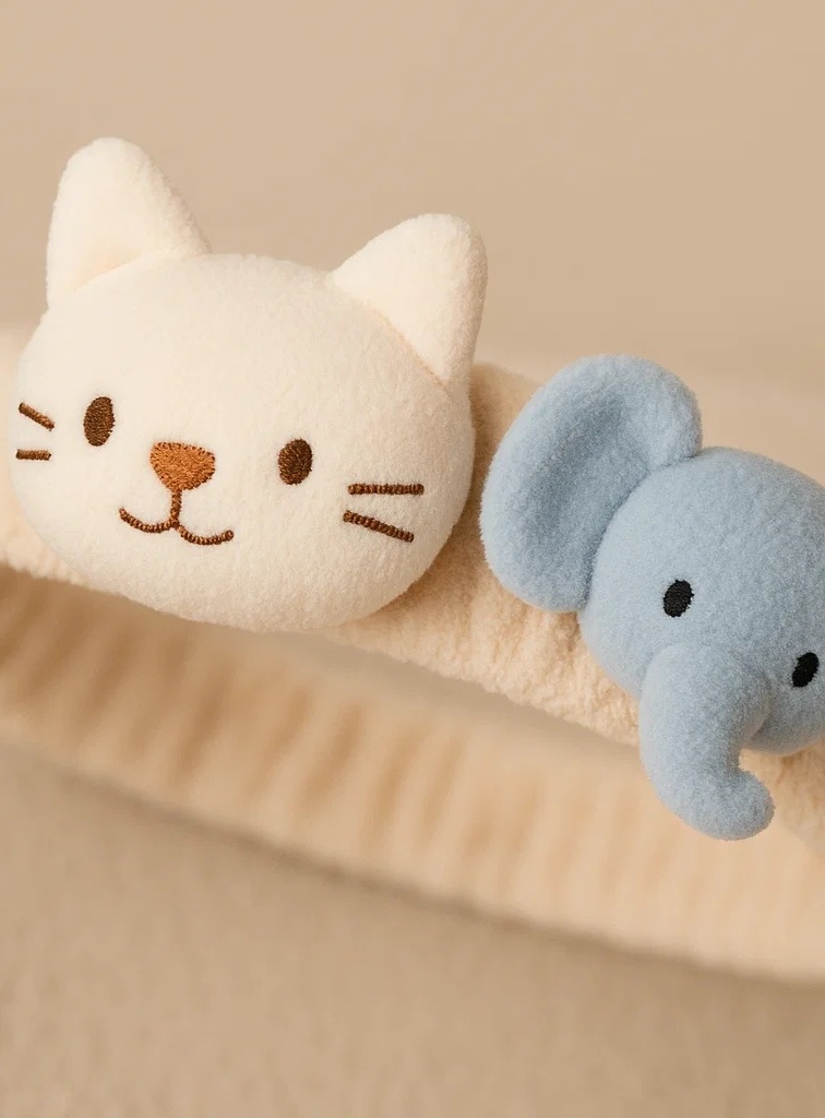Adorable Cat and Elephant Baby Headband – Soft and Playful