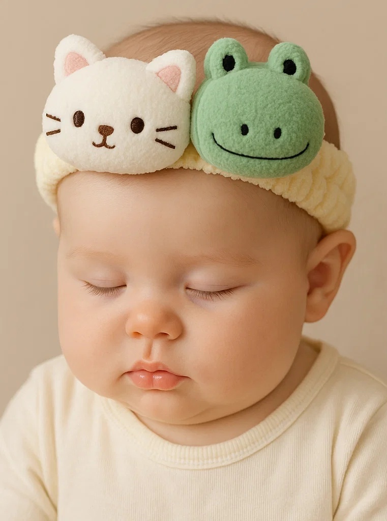 Adorable Cat and Frog Baby Headband – Soft, Cute, and Comfortable