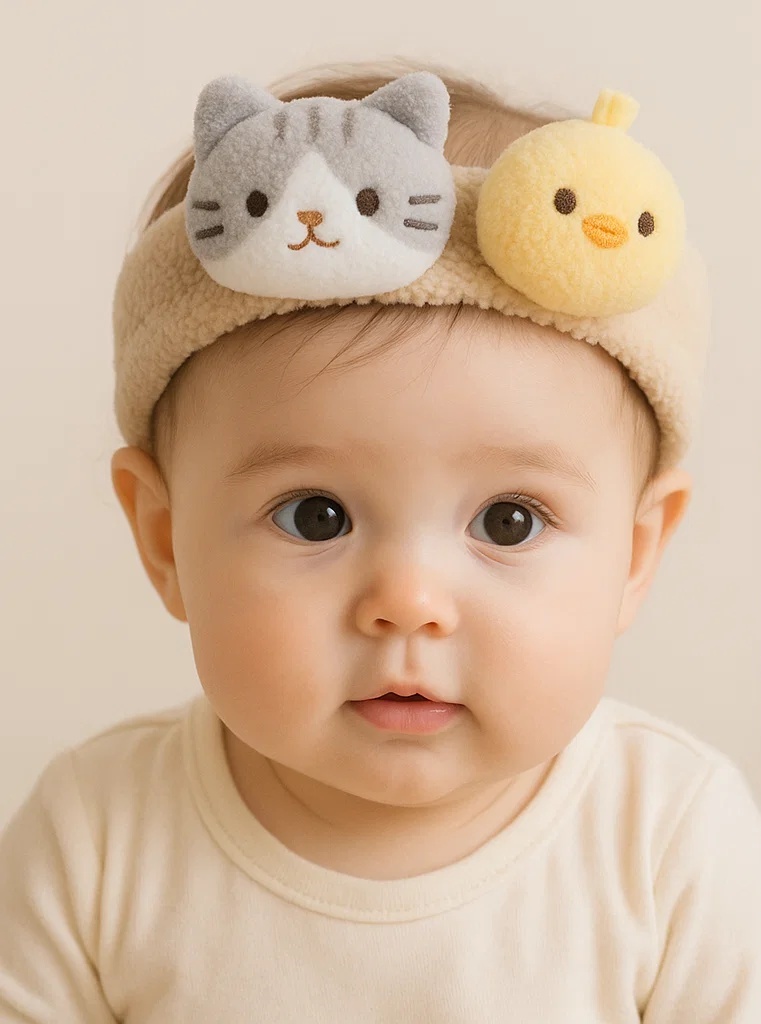 Adorable Kitten and Chick Baby Headband – Soft, Playful, and Comfortable