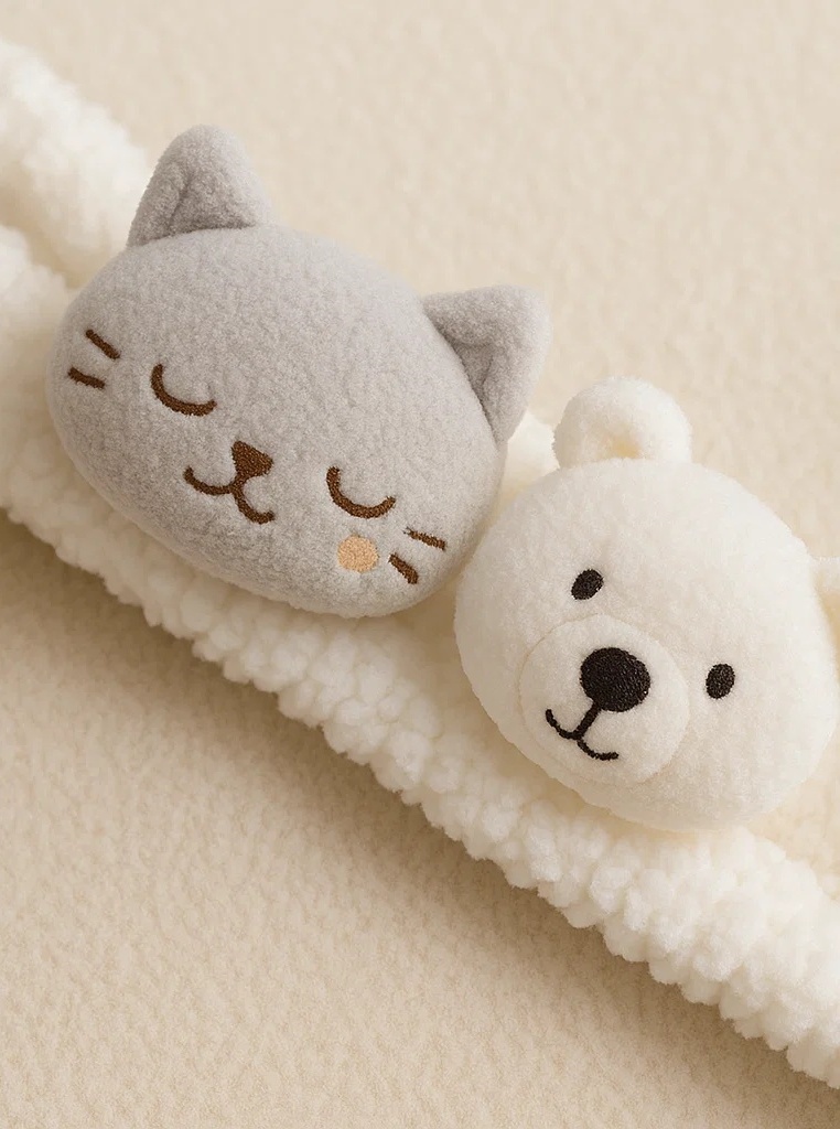 Sleepy Cat and Polar Bear Baby Headband – Ultra Soft and Cozy