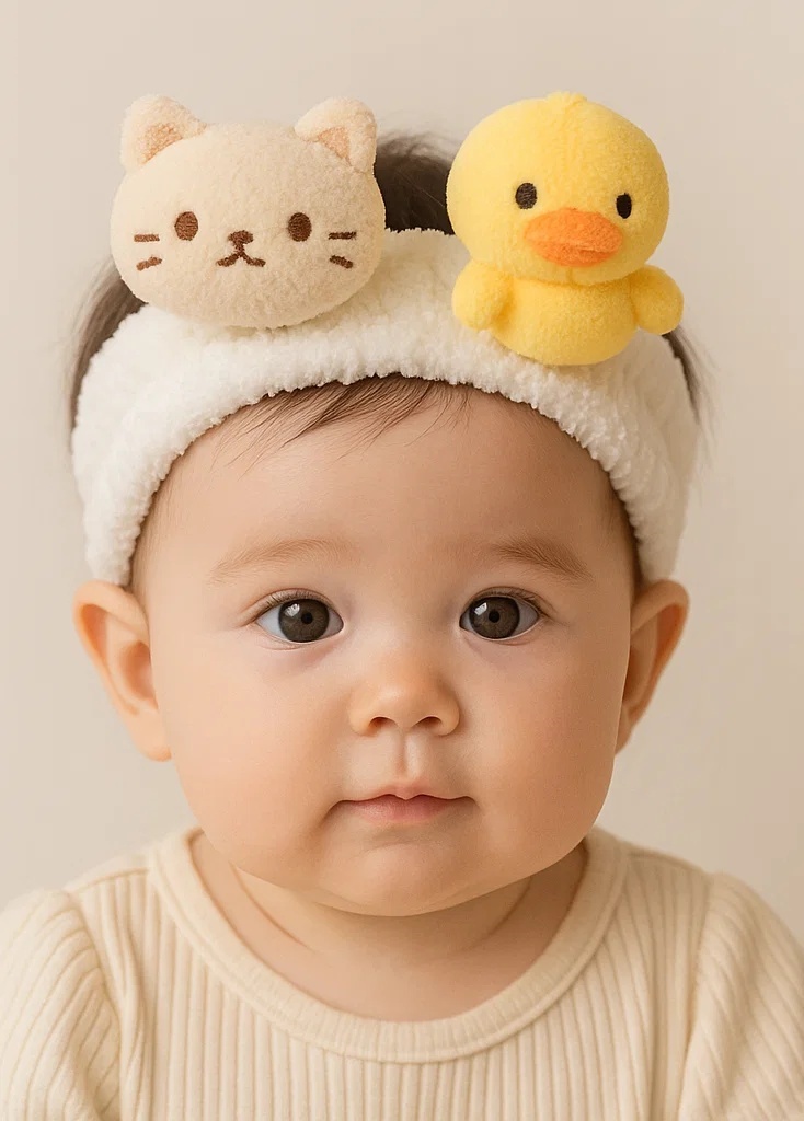 Cute Cat and Duck Baby Headband – Soft, Fun, and Comfortable