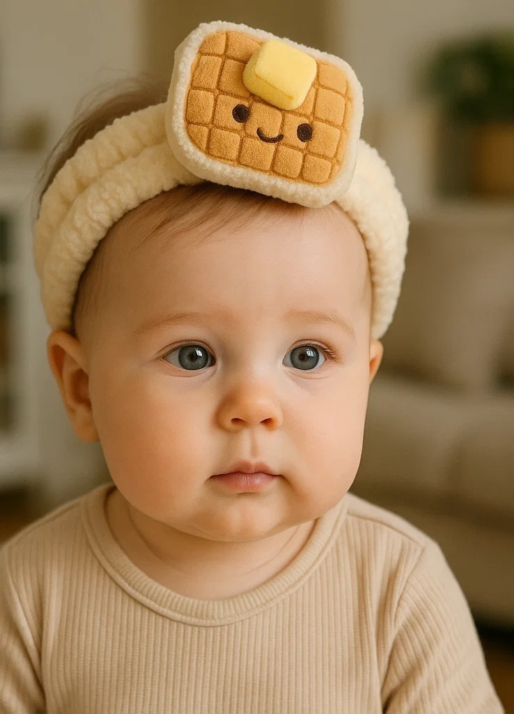 Waffle Wonder: Cute Baby Headband with Sweet Butter Design