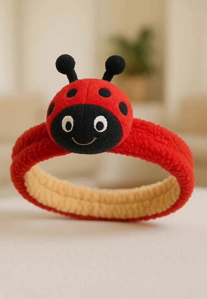 Cheerful Ladybug Baby Headband – Soft, Fluffy, and Fun Design for Daily Comfort