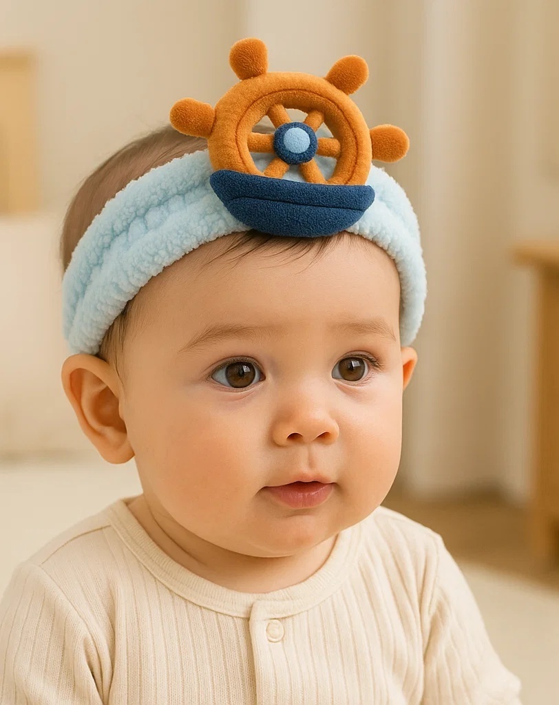 Nautical Baby Headband – Soft, Fluffy, and Fun Ship Wheel Design for Everyday Adventure
