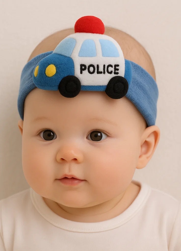 Soft Baby Headband with Police Car Design