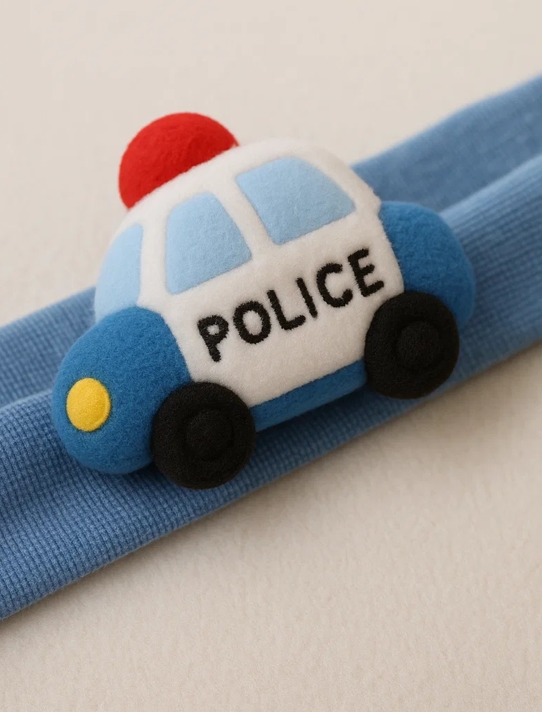 Soft Baby Headband with Police Car Design