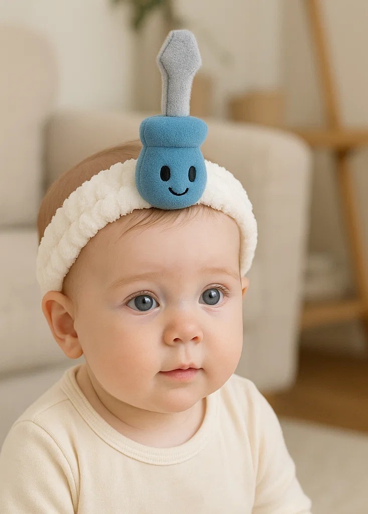 Soft Baby Headband with Cute Screwdriver Plush Design