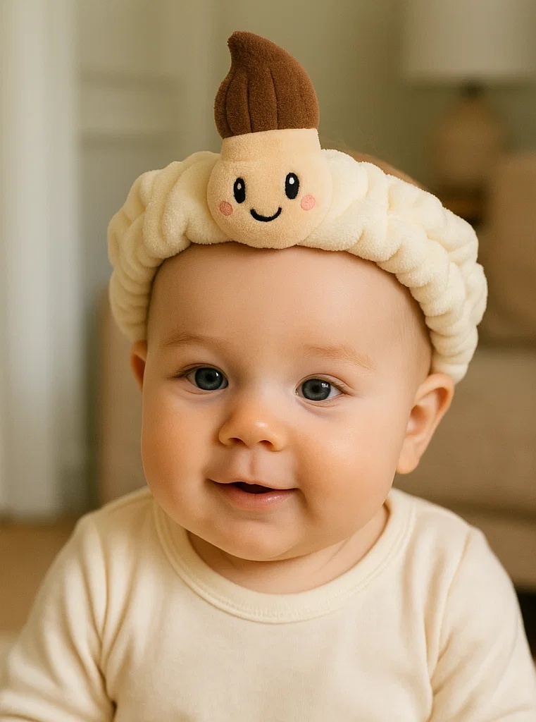 Baby Headband with Calligraphy Brush Plush Design