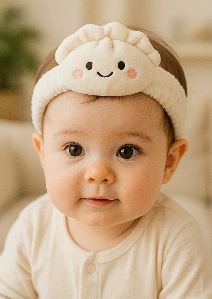 Adorable Dumpling Plush Baby Headband – Soft, Stretchy, and Cartoon-Style for Toddlers