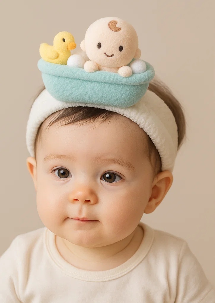 Bath Time Fun Baby Headband with Duck and Baby Plush Toy