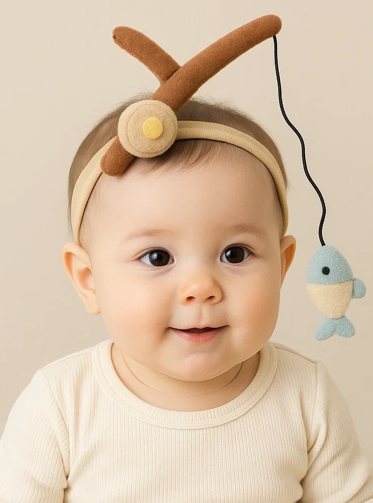 Headband de Bébé avec Canne à Pêche et Poisson en Peluche