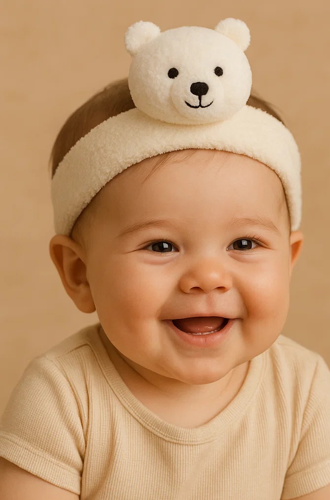 Adorable White Bear Baby Headband – Soft & Plushy Animal-Themed Hair Accessory