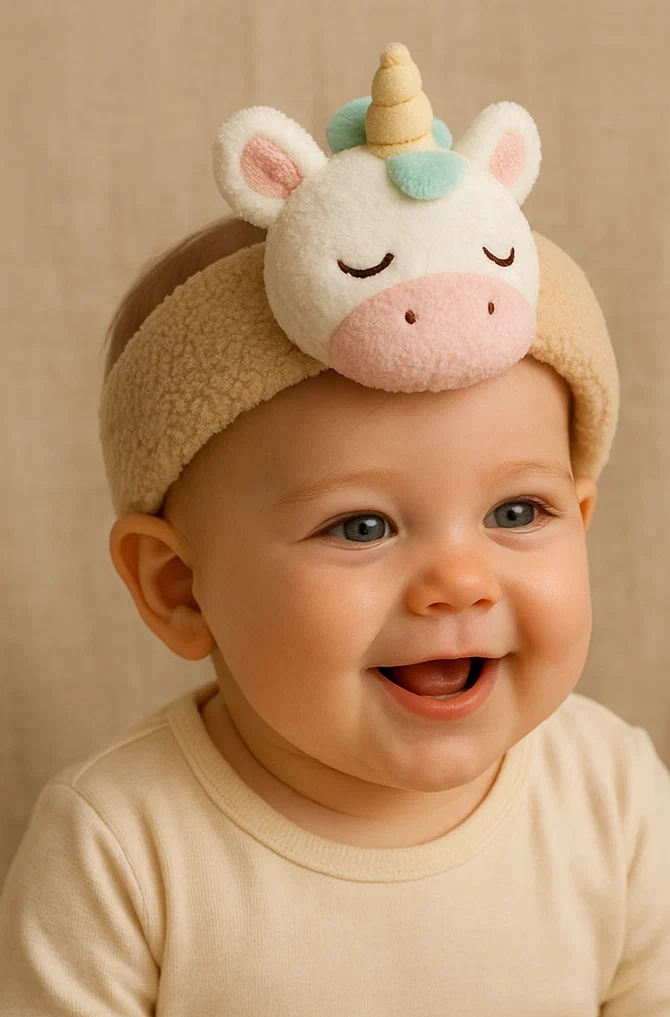 ユニコーンぬいぐるみベビーヘッドバンド – 柔らかくて可愛いファンタジーテーマのアクセサリー