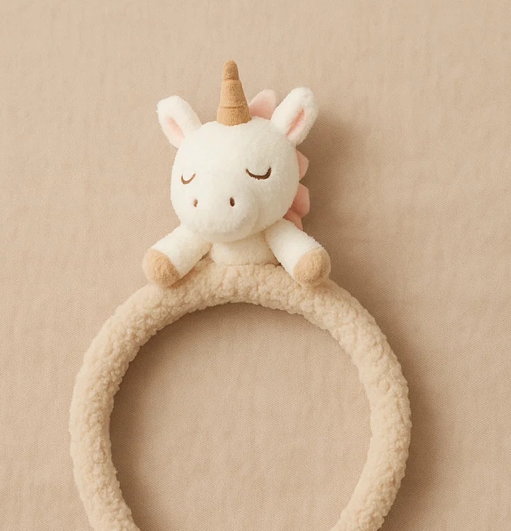 Diadema de Bebé con Unicornio de Peluche – Accesorio Suave y Adorable de Fantasía