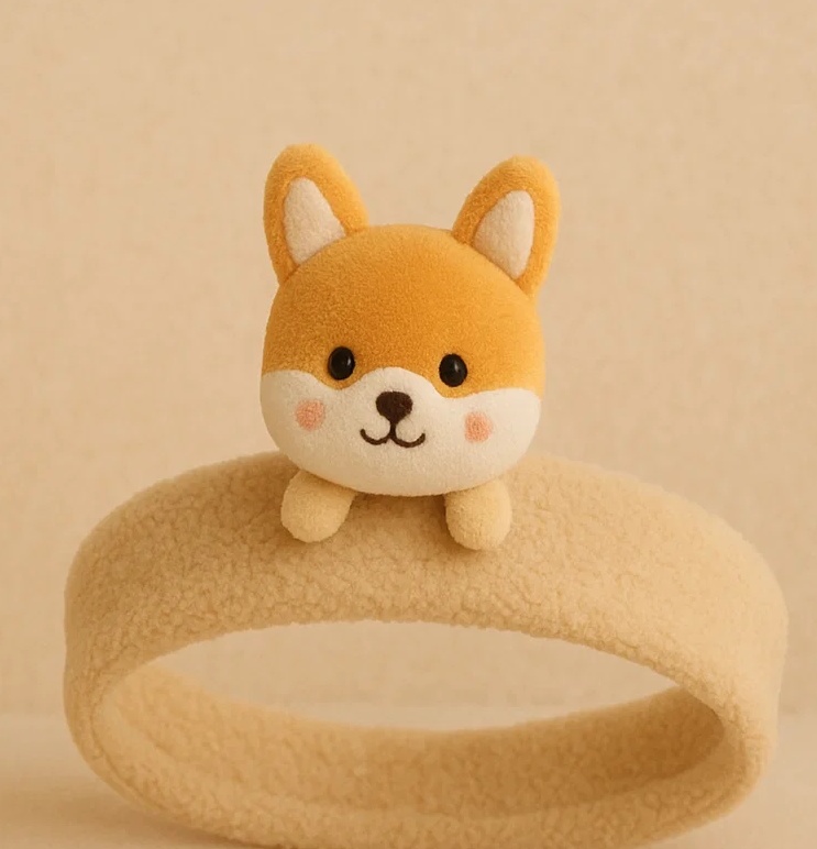 Corgi Dog Baby Headband – Fluffy Puppy Plush Infant Hair Accessory