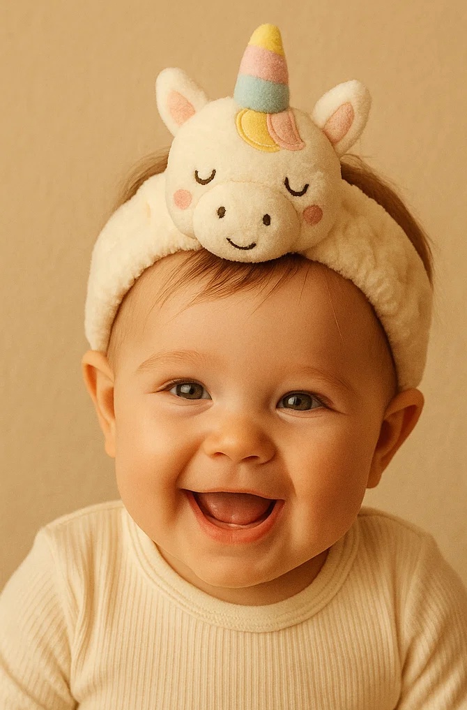 Bandeau Licorne en Peluche pour Bébé – Accessoire Doux et Adorable à Thème Fantastique