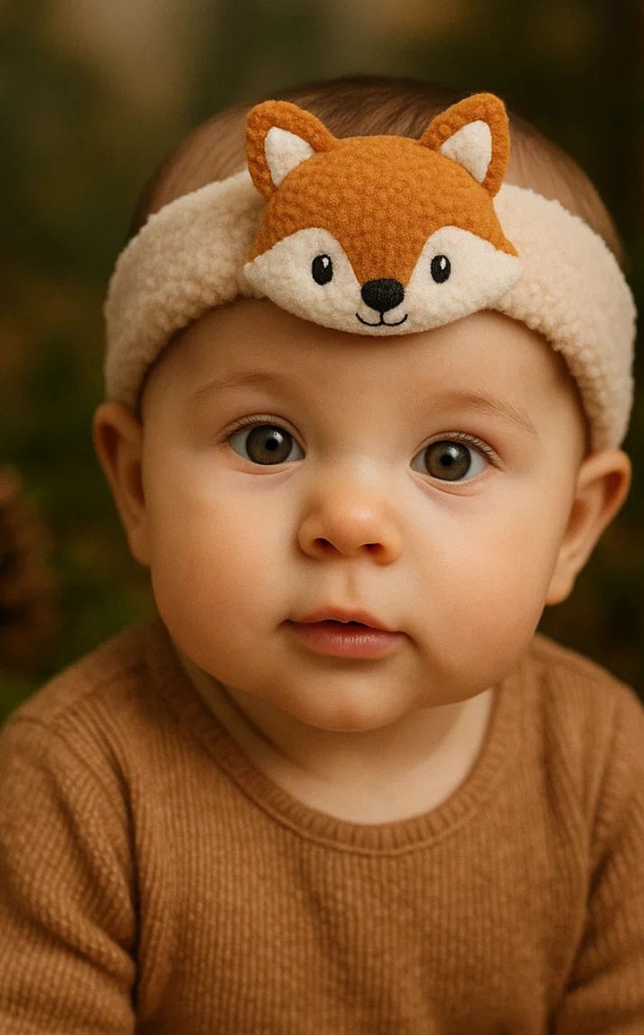 Cute Fox Baby Headband with 3D Plush Animal Design