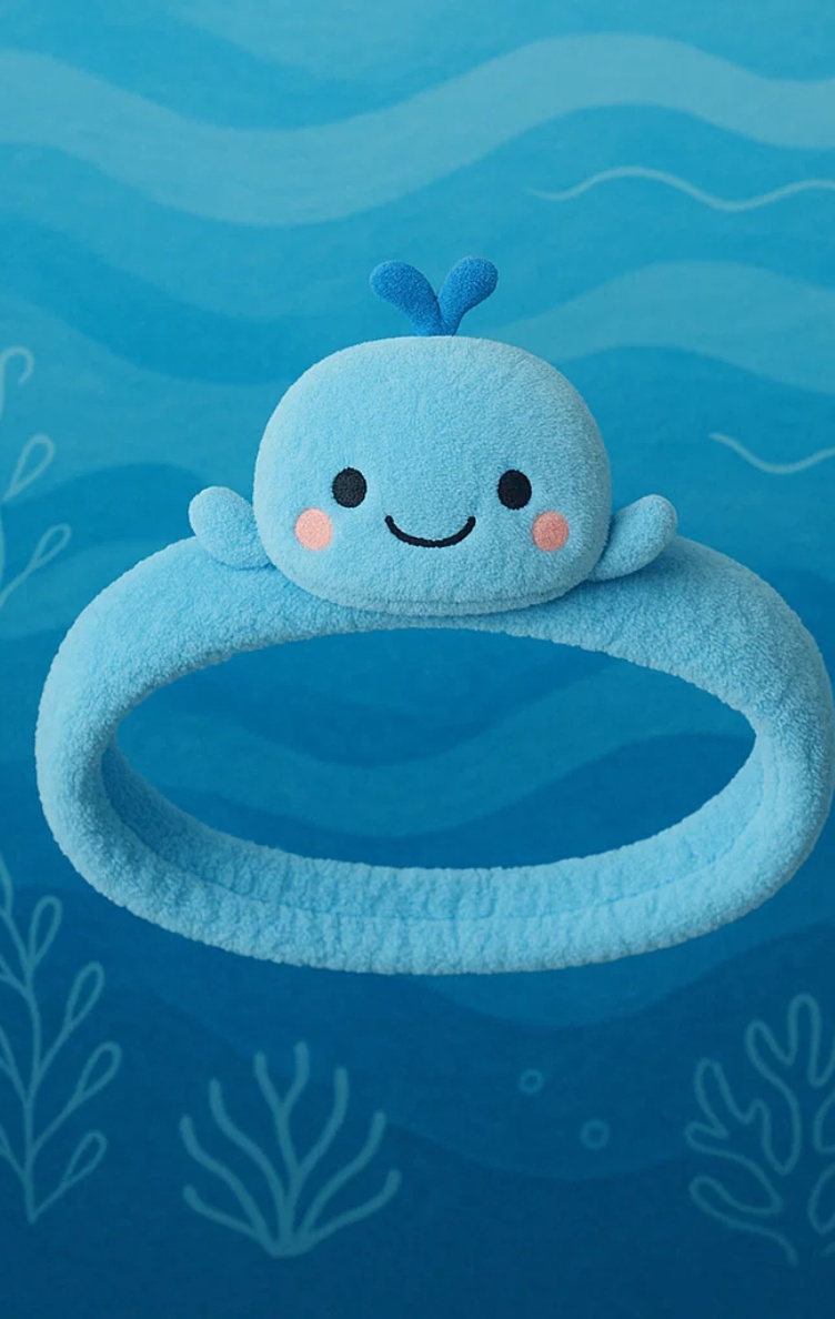 Bentiță pentru bebeluși cu balenă albastră – Tematică marină