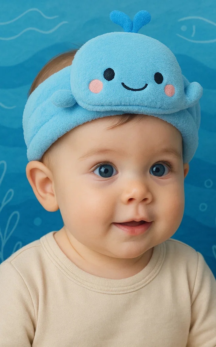 Bentiță pentru bebeluși cu balenă albastră – Tematică marină