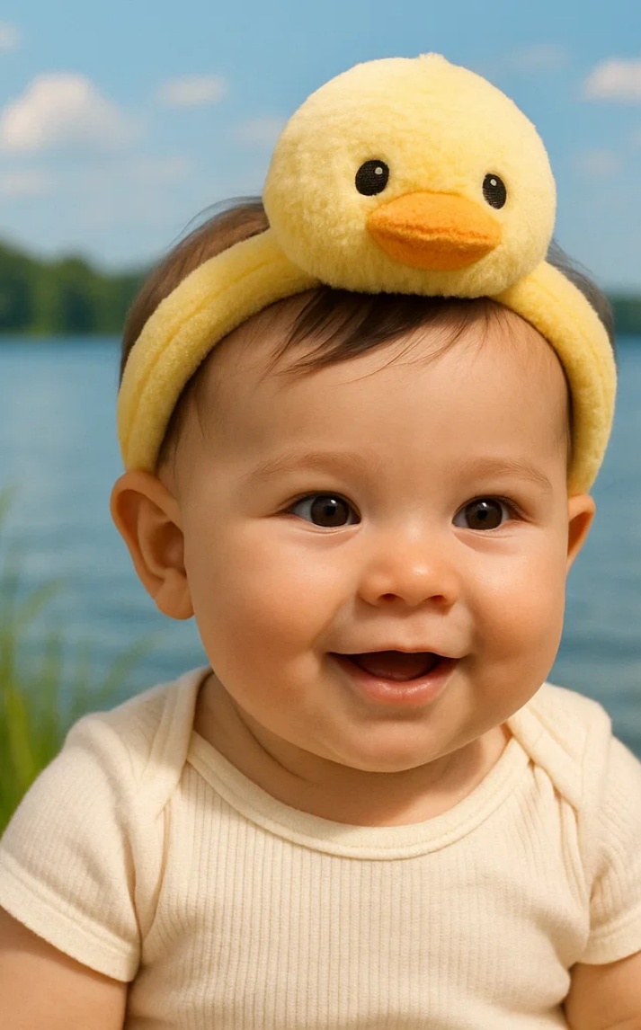 Süßes Plüsch-Stirnband Ente für Babys – Weich & Dehnbar
